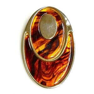 VINTAGE Brooch JUDITH LEIBER Signed Tortoise Shell Vtg Costume Jewelry Pin m13